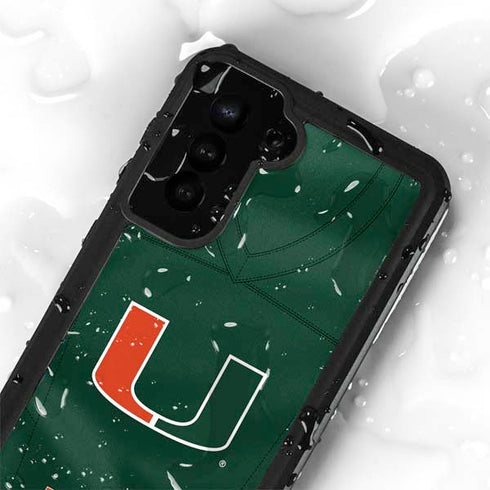University of Miami Green Jersey Galaxy S24 Plus Waterproof Case